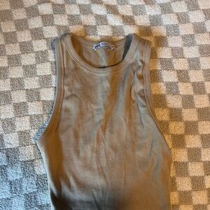 Zara Beige Ribbed Tank Top